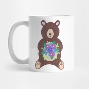 Cute bear holding bouquet of flowers Mug